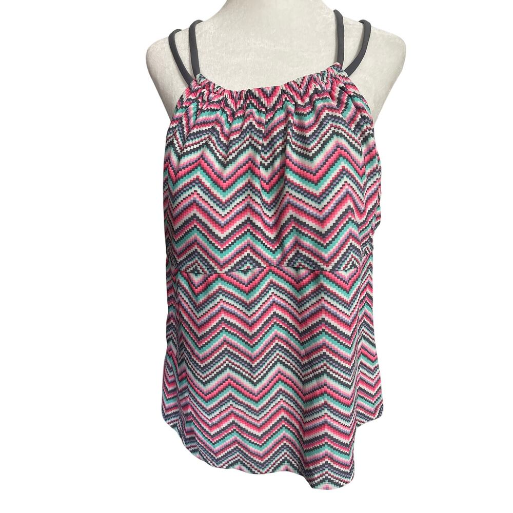 BCG Women's Multicolor Chevron Tankini Swim Top Size 16